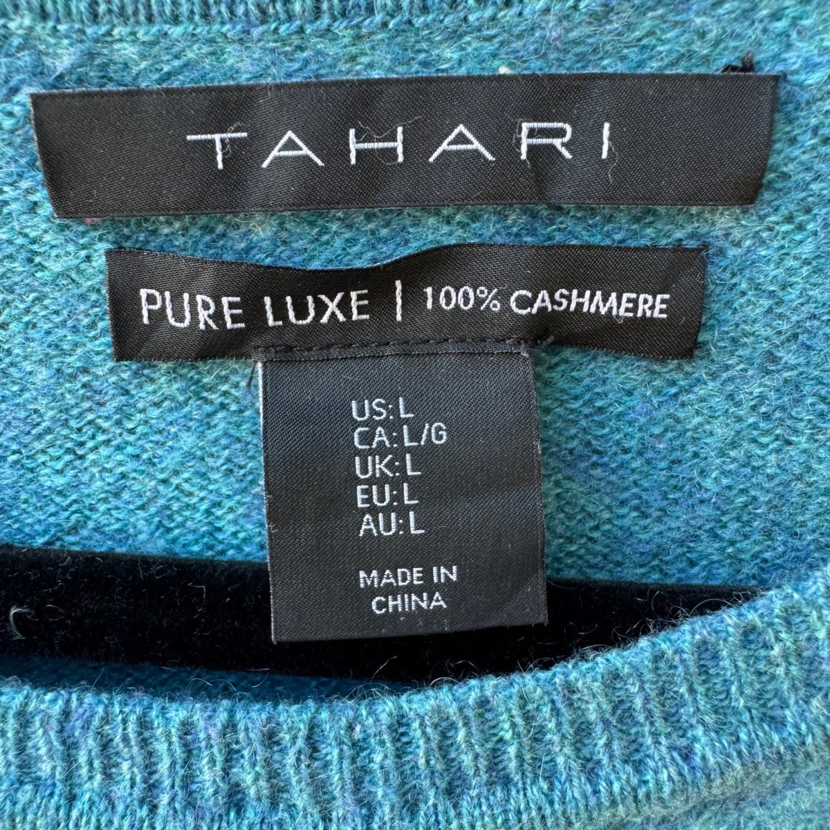 Tahari Pure Luxe 100% Cashmere Quiet Luxury Minimalist Pullover Sweater Teal M