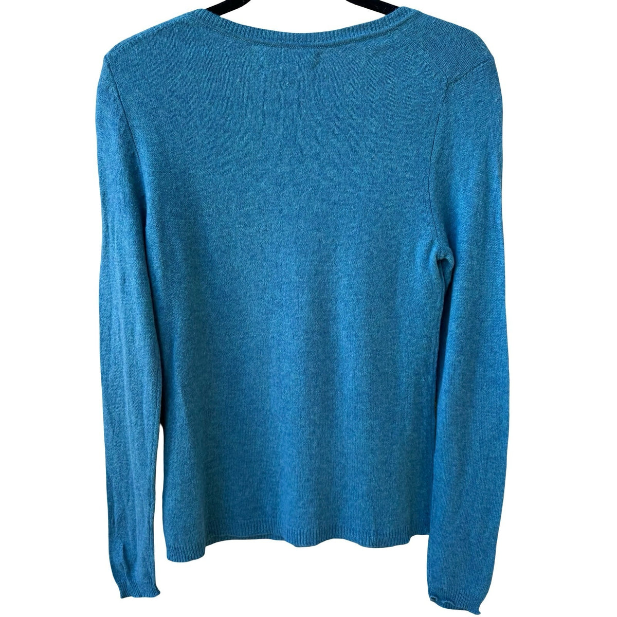 Tahari Pure Luxe 100% Cashmere Quiet Luxury Minimalist Pullover Sweater Teal M