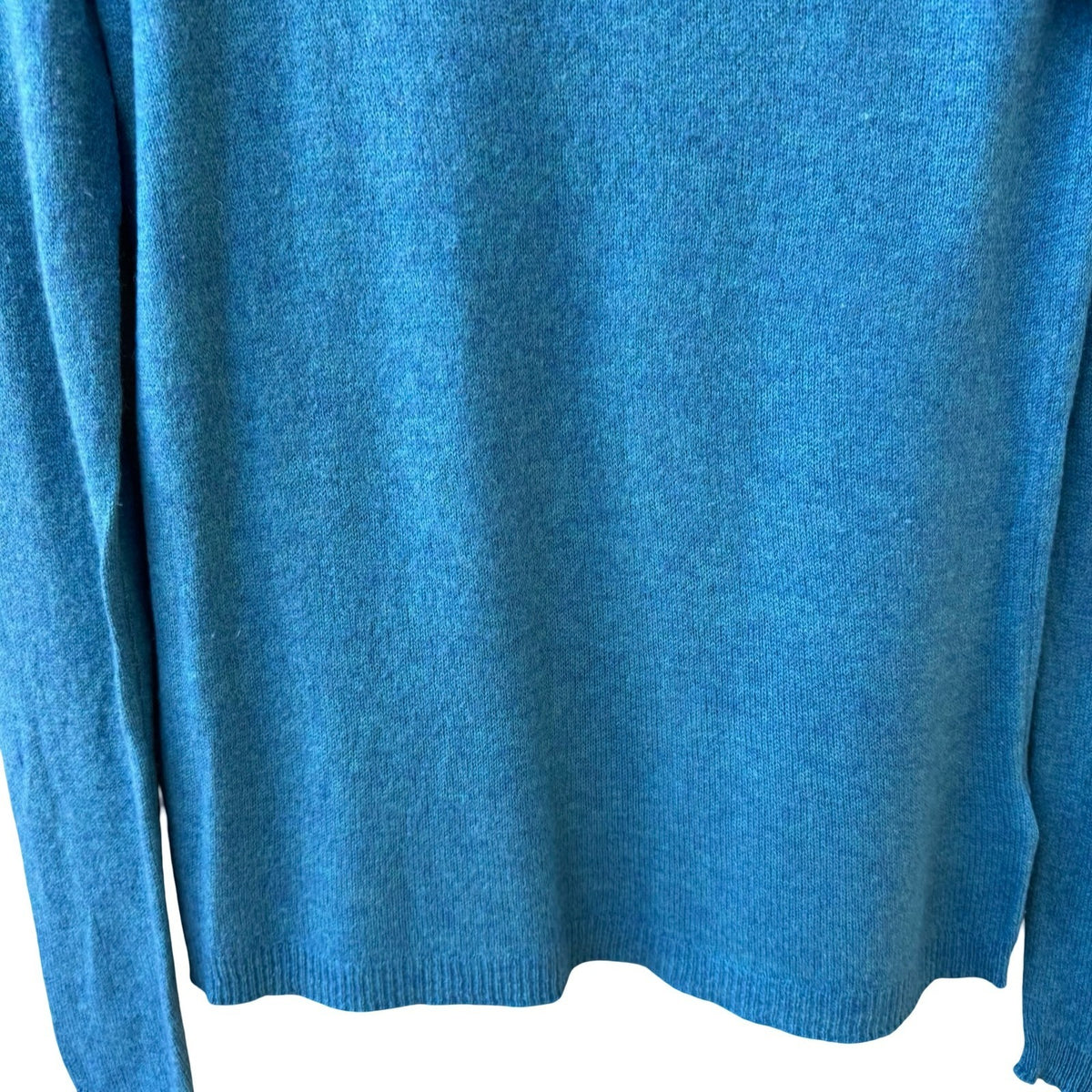 Tahari Pure Luxe 100% Cashmere Quiet Luxury Minimalist Pullover Sweater Teal M