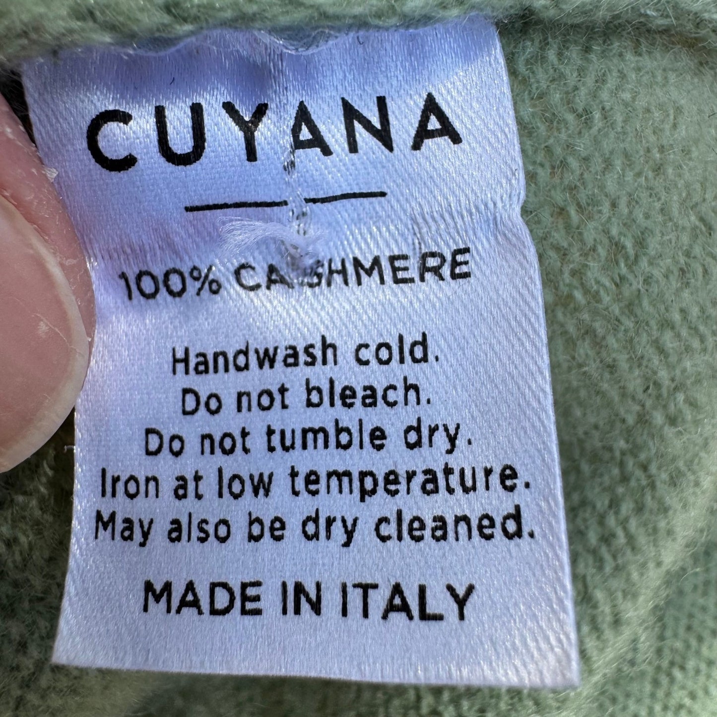 Cuyana 100% Italian Cashmere Quiet Luxury Cardigan Sweater Minimalist Green M