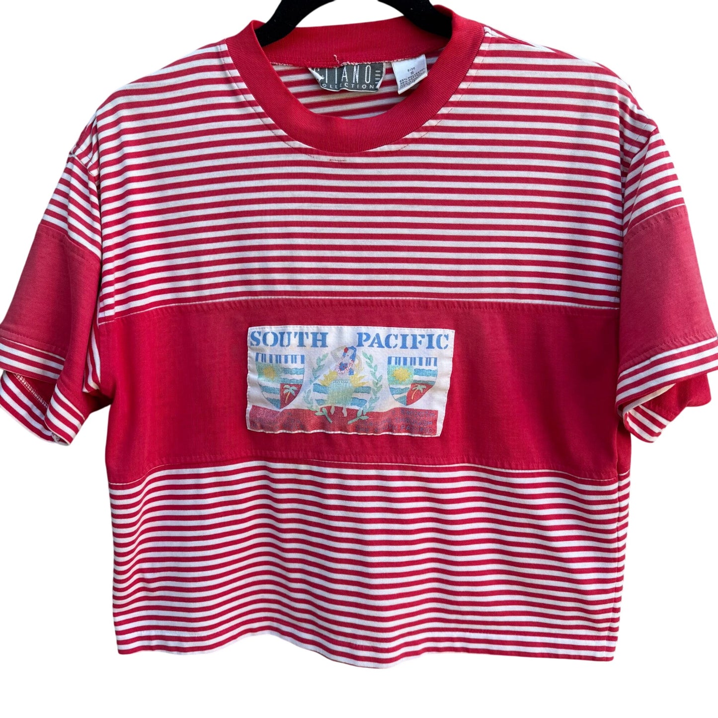Gitano Collection Vintage Y2K 90s Womens South Pacific Red Striped Cropped Shirt