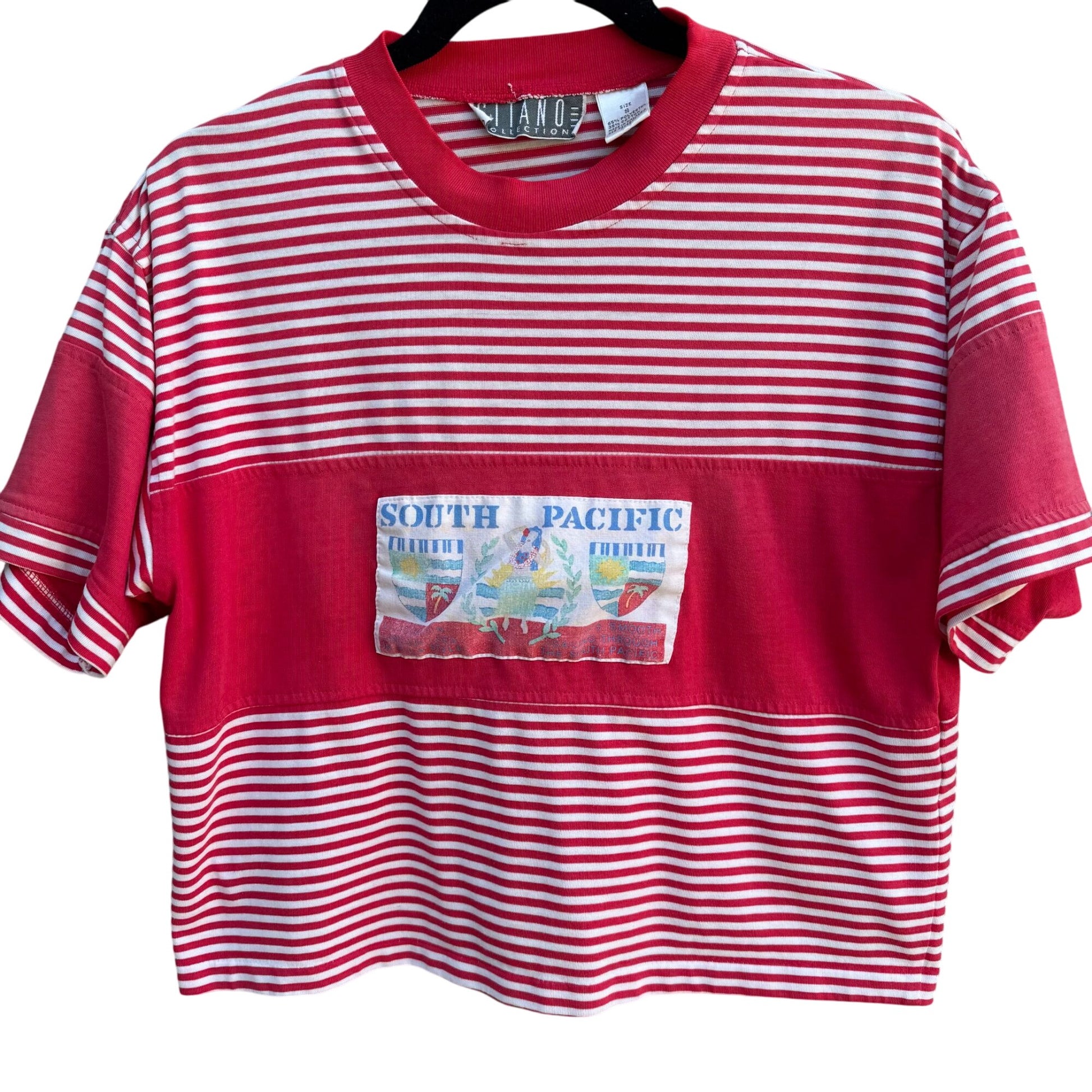Gitano Collection Vintage Y2K 90s Womens South Pacific Red Striped Cropped Shirt
