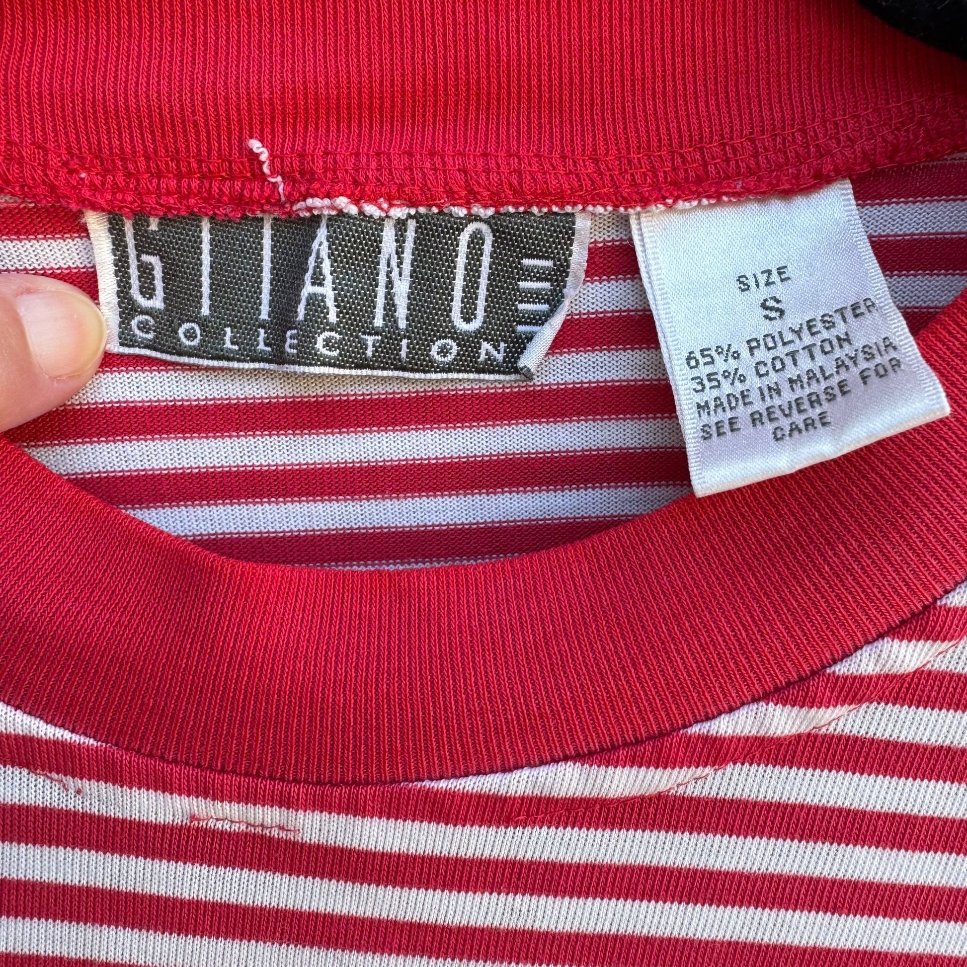 Gitano Collection Vintage Y2K 90s Womens South Pacific Red Striped Cropped Shirt