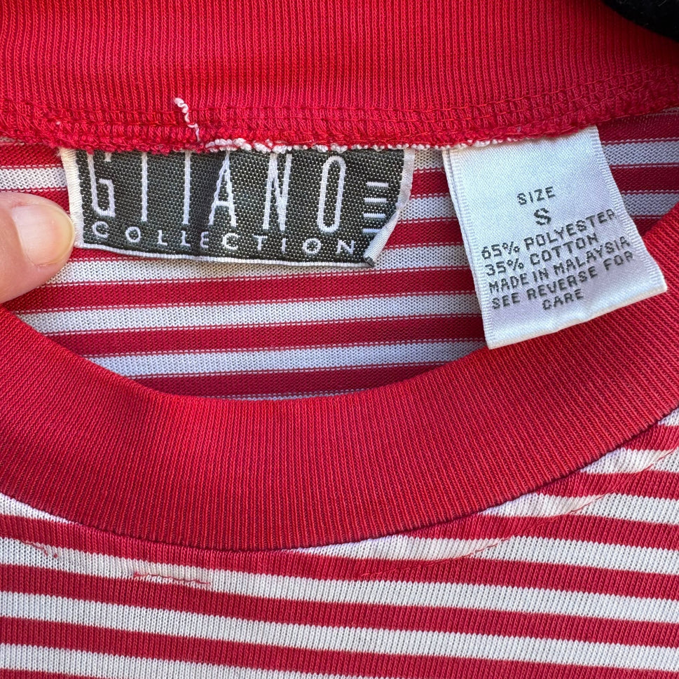 Gitano Collection Vintage Y2K 90s Womens South Pacific Red Striped Cropped Shirt