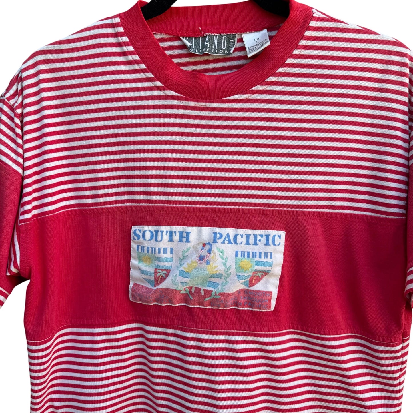 Gitano Collection Vintage Y2K 90s Womens South Pacific Red Striped Cropped Shirt