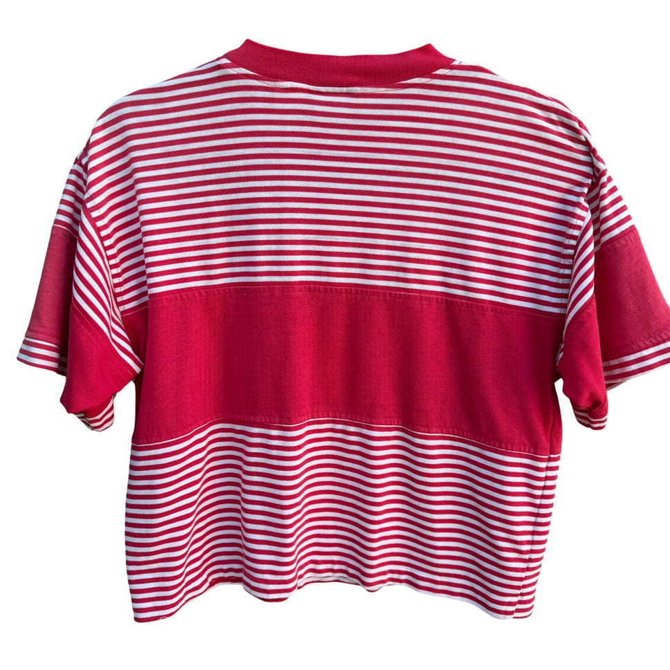 Gitano Collection Vintage Y2K 90s Womens South Pacific Red Striped Cropped Shirt
