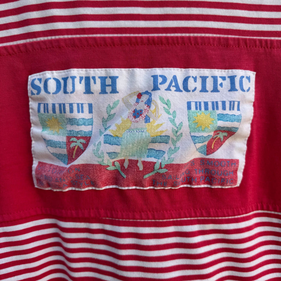 Gitano Collection Vintage Y2K 90s Womens South Pacific Red Striped Cropped Shirt