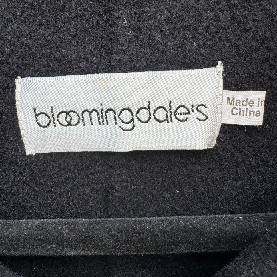 Bloomingdales Vintage Black Wool Cashmere Blend Womens Coat Peter Pan Collar 16