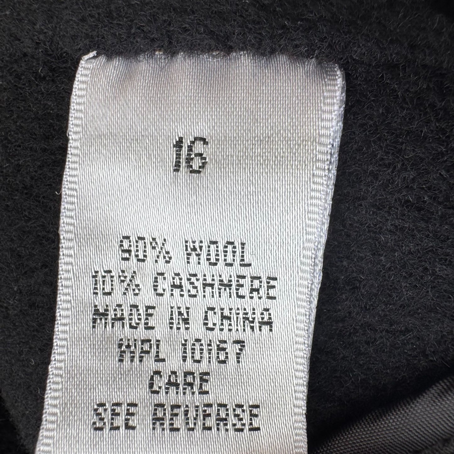 Bloomingdales Vintage Black Wool Cashmere Blend Womens Coat Peter Pan Collar 16
