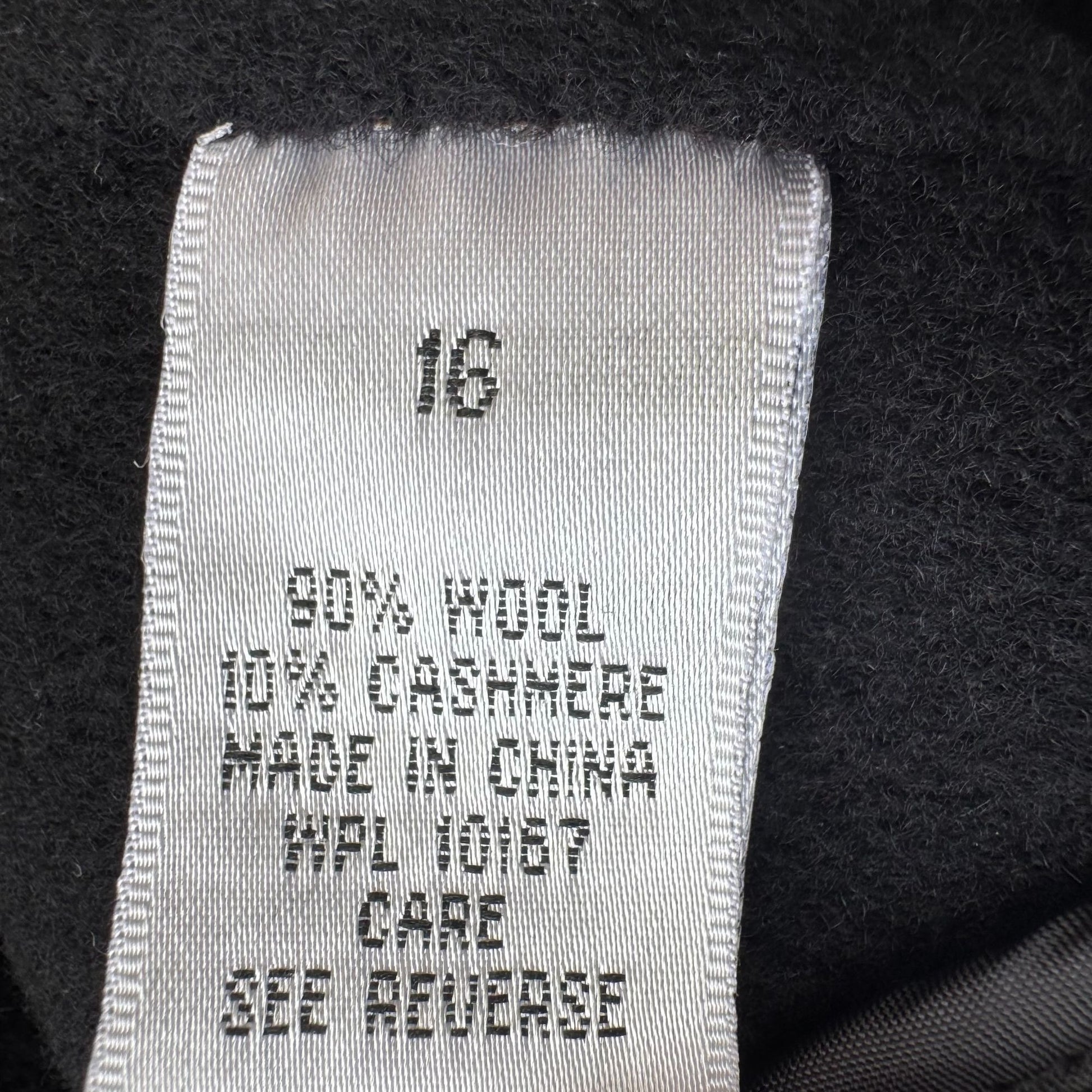 Bloomingdales Vintage Black Wool Cashmere Blend Womens Coat Peter Pan Collar 16