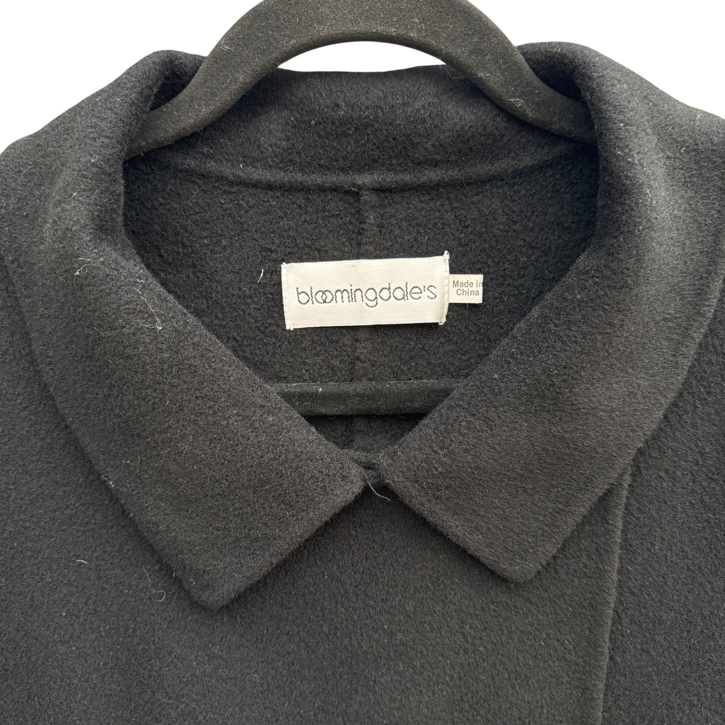 Bloomingdales Vintage Black Wool Cashmere Blend Womens Coat Peter Pan Collar 16