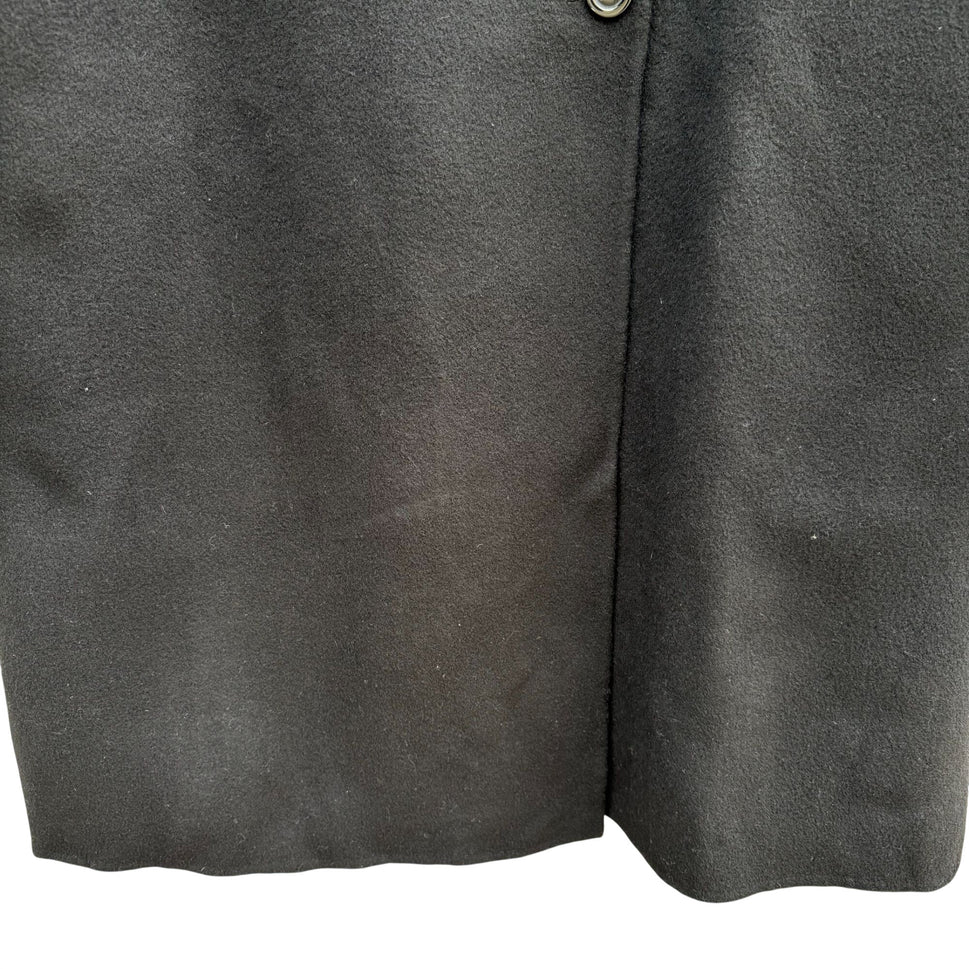 Bloomingdales Vintage Black Wool Cashmere Blend Womens Coat Peter Pan Collar 16