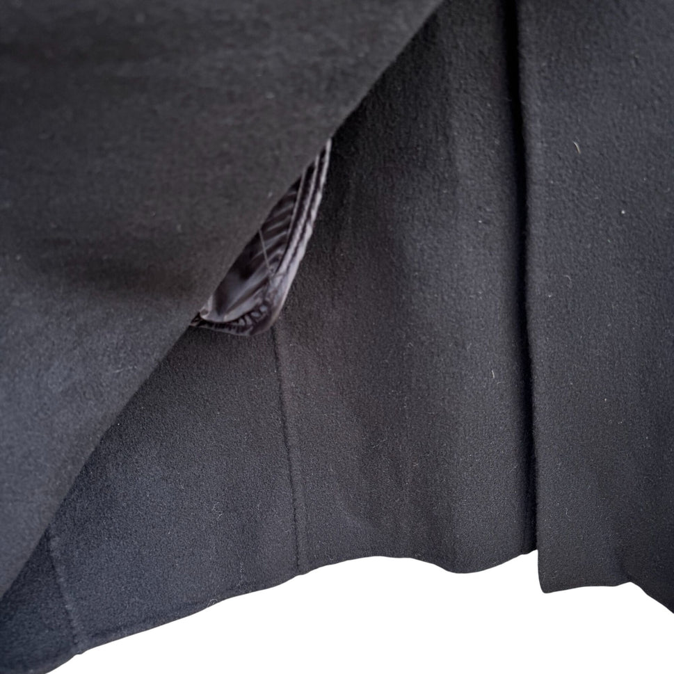 Bloomingdales Vintage Black Wool Cashmere Blend Womens Coat Peter Pan Collar 16