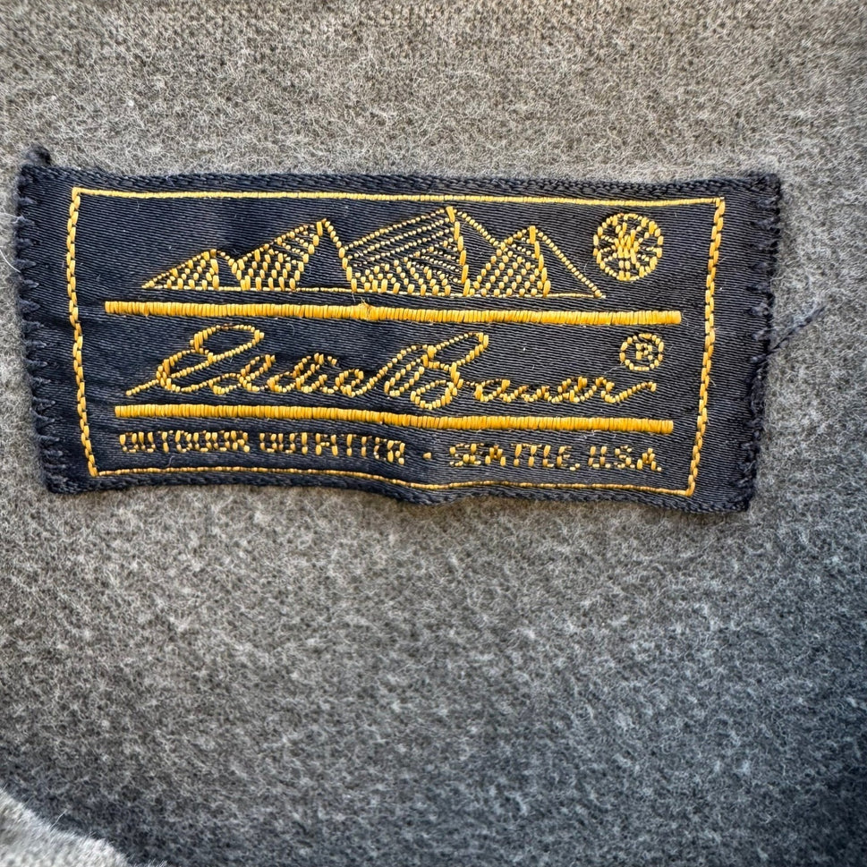 Eddie Bauer Vintage Mens Olive Green Heavy Cotton Chamois Shirt Long Sleeve L