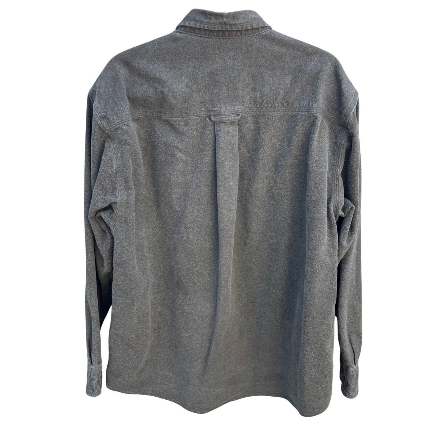 Eddie Bauer Vintage Mens Olive Green Heavy Cotton Chamois Shirt Long Sleeve L