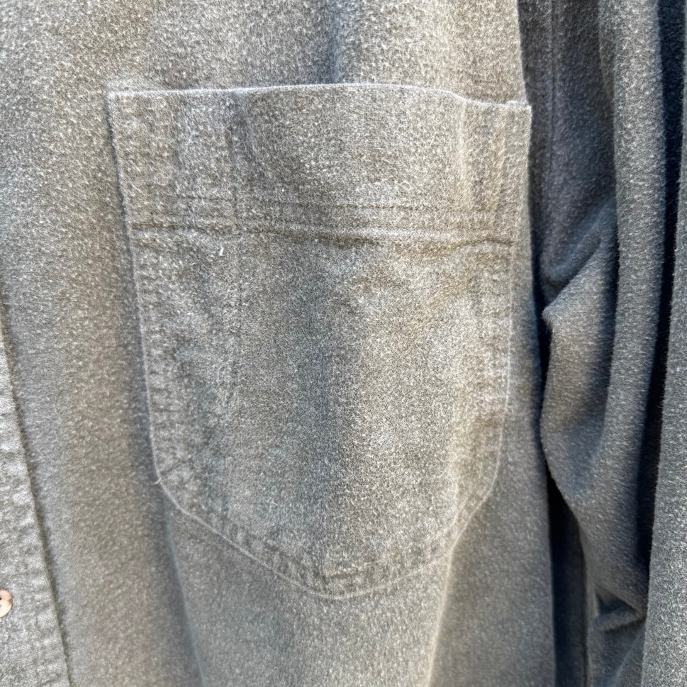 Eddie Bauer Vintage Mens Olive Green Heavy Cotton Chamois Shirt Long Sleeve L