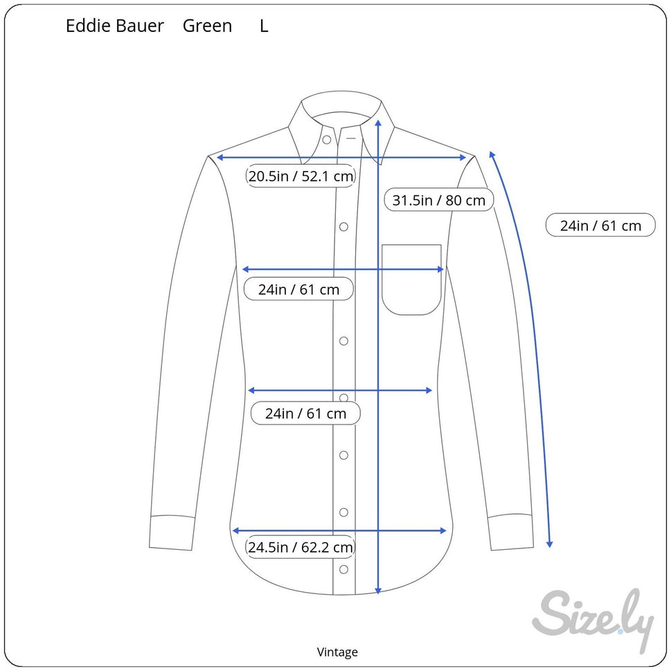 Eddie Bauer Vintage Mens Olive Green Heavy Cotton Chamois Shirt Long Sleeve L