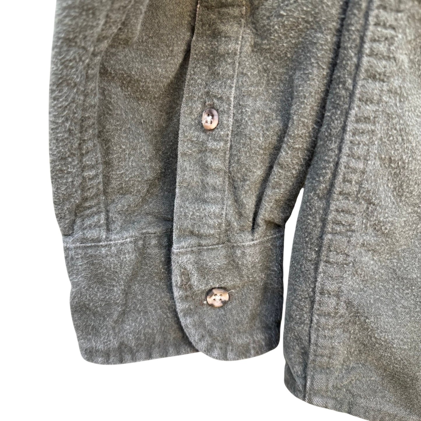 Eddie Bauer Vintage Mens Olive Green Heavy Cotton Chamois Shirt Long Sleeve L