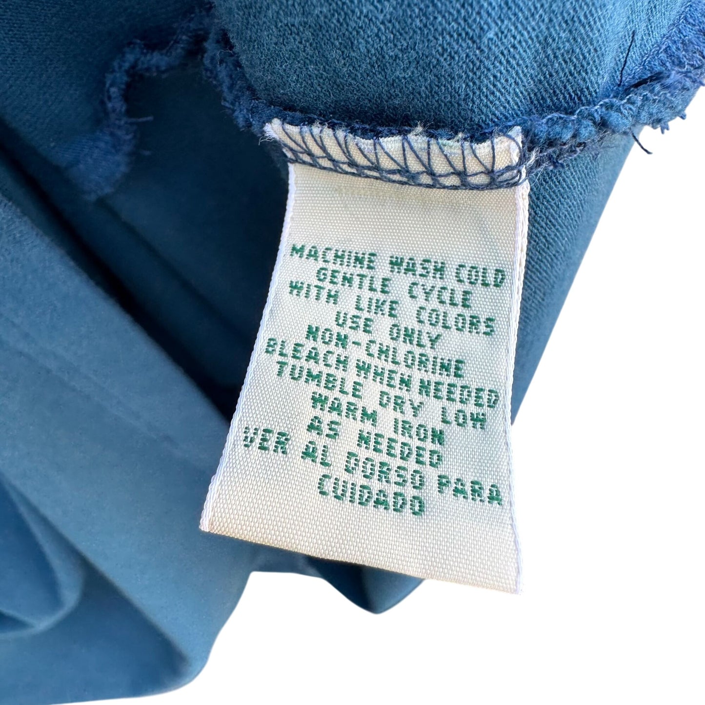 St Johns Bay Vintage Prairie 3/4 Sleeves Empire Waist Blue Pockets Midi Dress 16