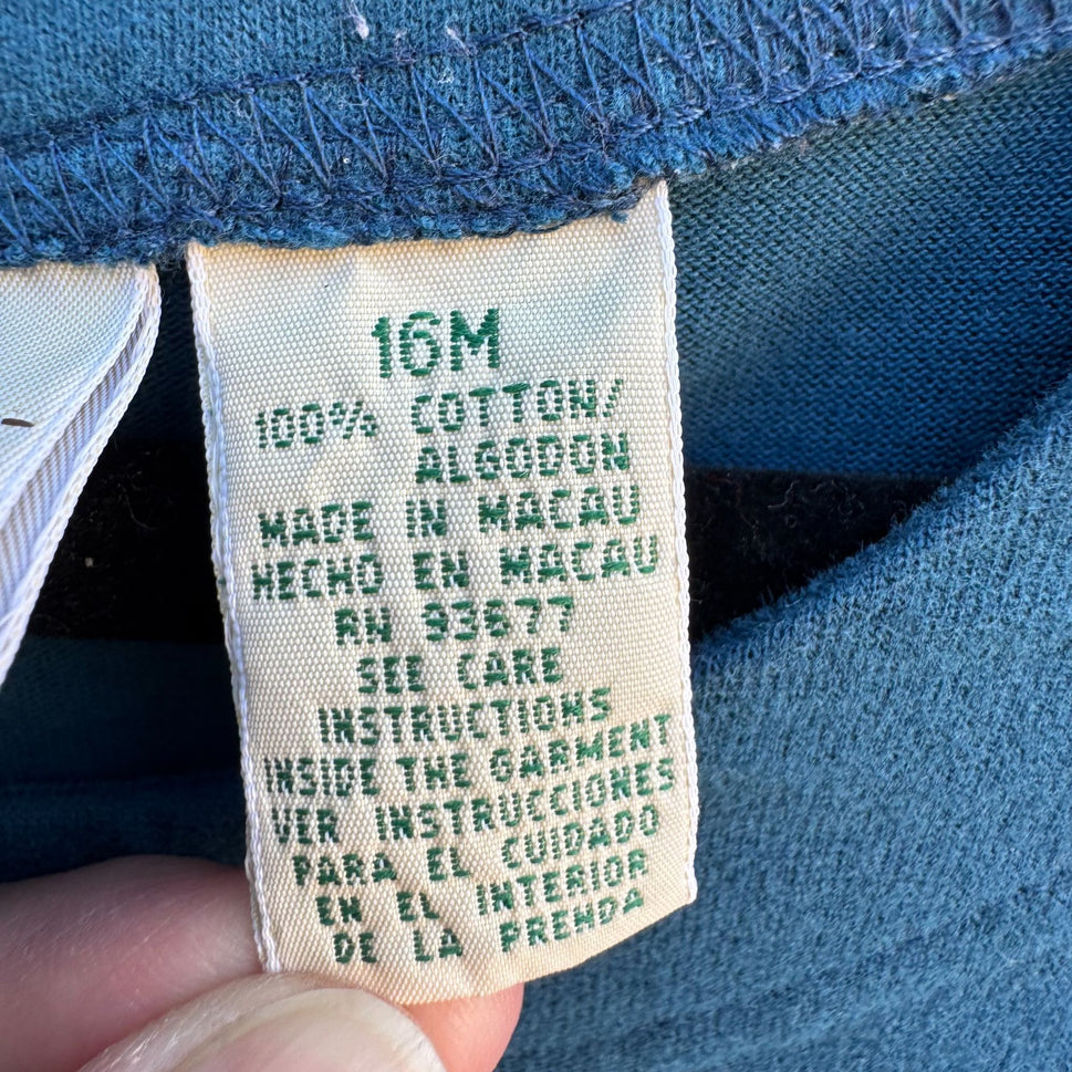 St Johns Bay Vintage Prairie 3/4 Sleeves Empire Waist Blue Pockets Midi Dress 16