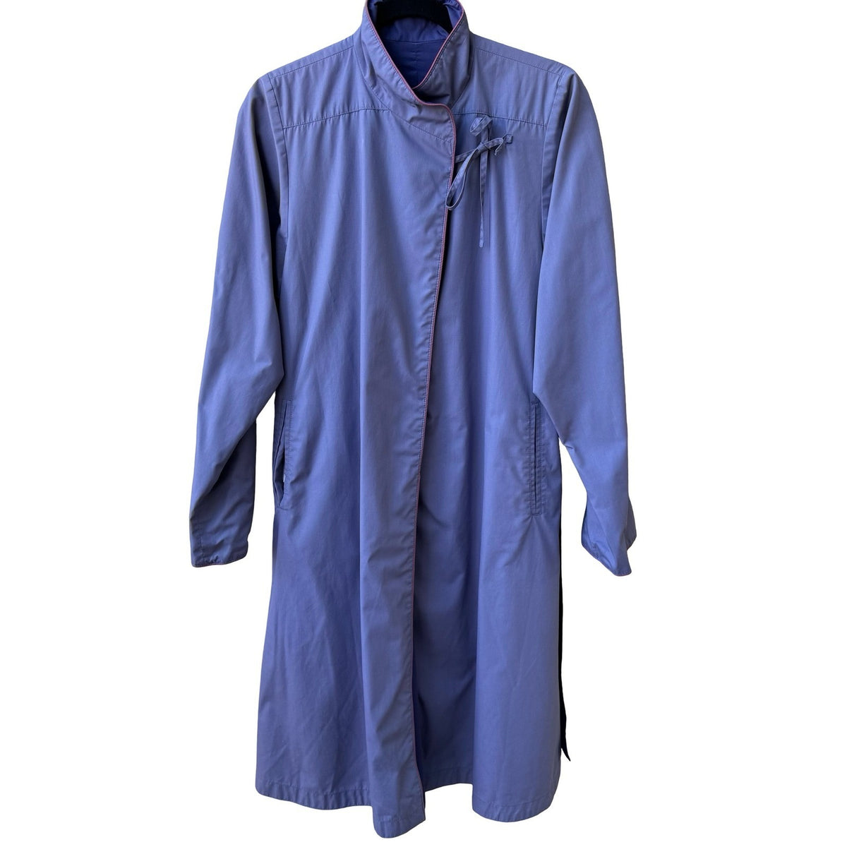 Forecaster Vintage 80s Minimalist Academia Reversible Duster Trench Coat Blue 6