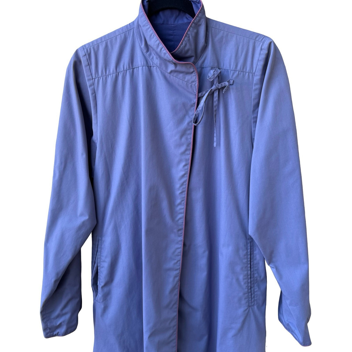 Forecaster Vintage 80s Minimalist Academia Reversible Duster Trench Coat Blue 6