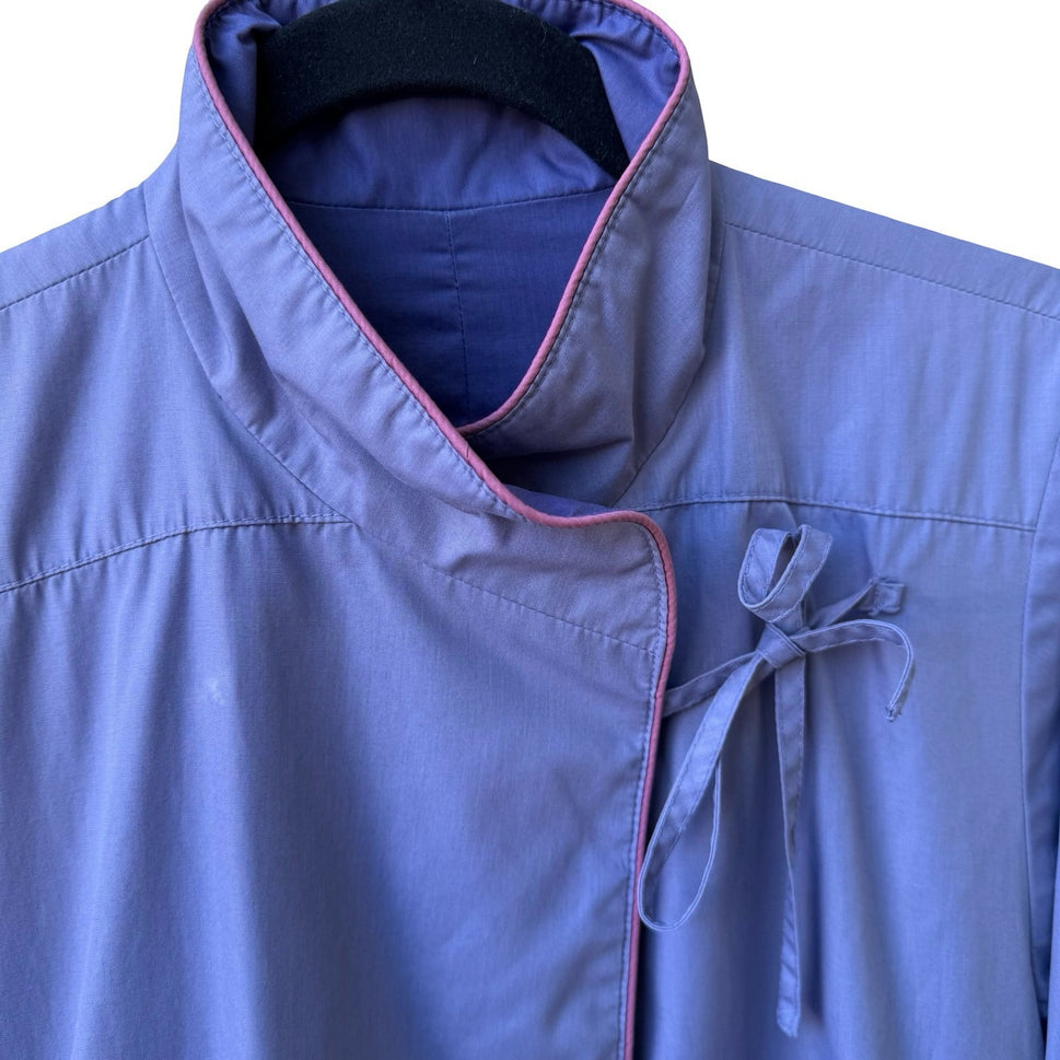 Forecaster Vintage 80s Minimalist Academia Reversible Duster Trench Coat Blue 6