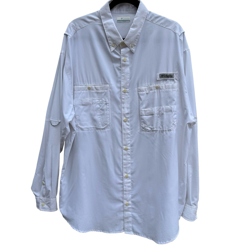 Columbia PFG Tamiami II Mens XL White Fishing Shirt Ventilated Ripstop Gorpcore