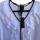 Switch Worthington Coquette Ruffled Romantic Minimalist V-Neck Tie Chiffon Blouse M NWT 3 image