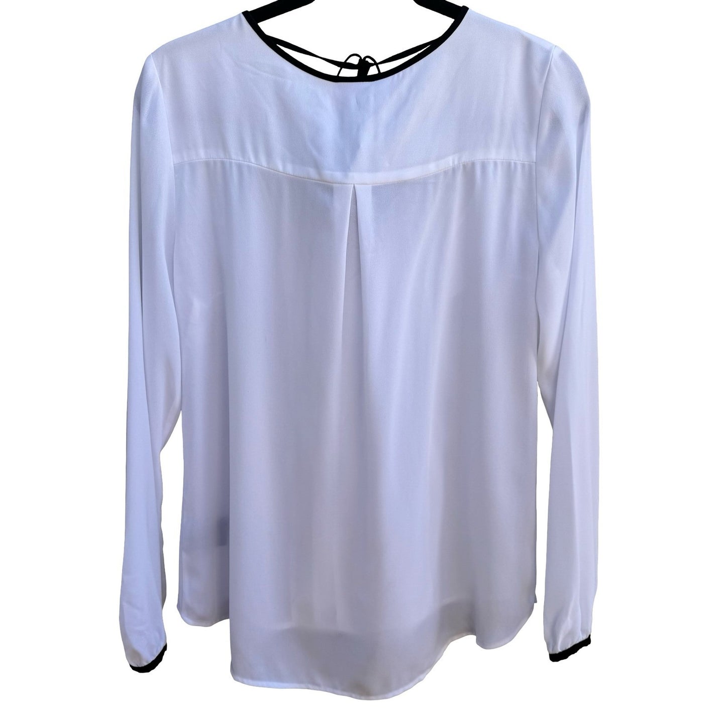 Worthington Coquette Ruffled Romantic Minimalist V-Neck Tie Chiffon Blouse M NWT