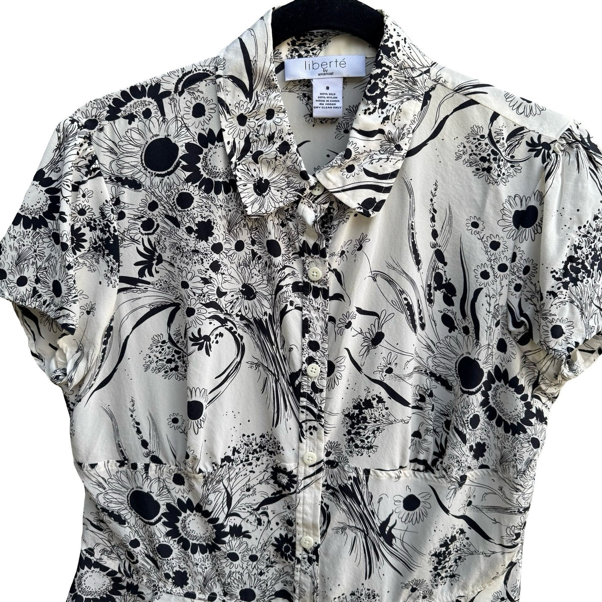 Liberte by Emanuel Cottagecore Coquette French Girl Floral Silk Peplum Blouse 8