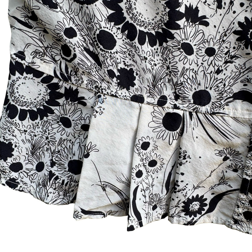 Liberte by Emanuel Cottagecore Coquette French Girl Floral Silk Peplum Blouse 8