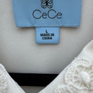 Switch CeCe Spice Market Sleeveless Lace Trim Blouse Lt Cream Gold Buttons Large NEW 2 image