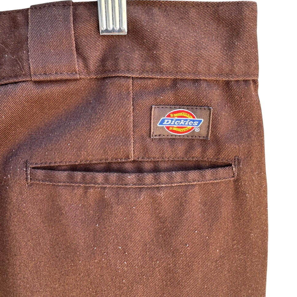 Dickies Vintage Mens Brown Cotton Blend Flat Front Uniform Work Pants 42x27