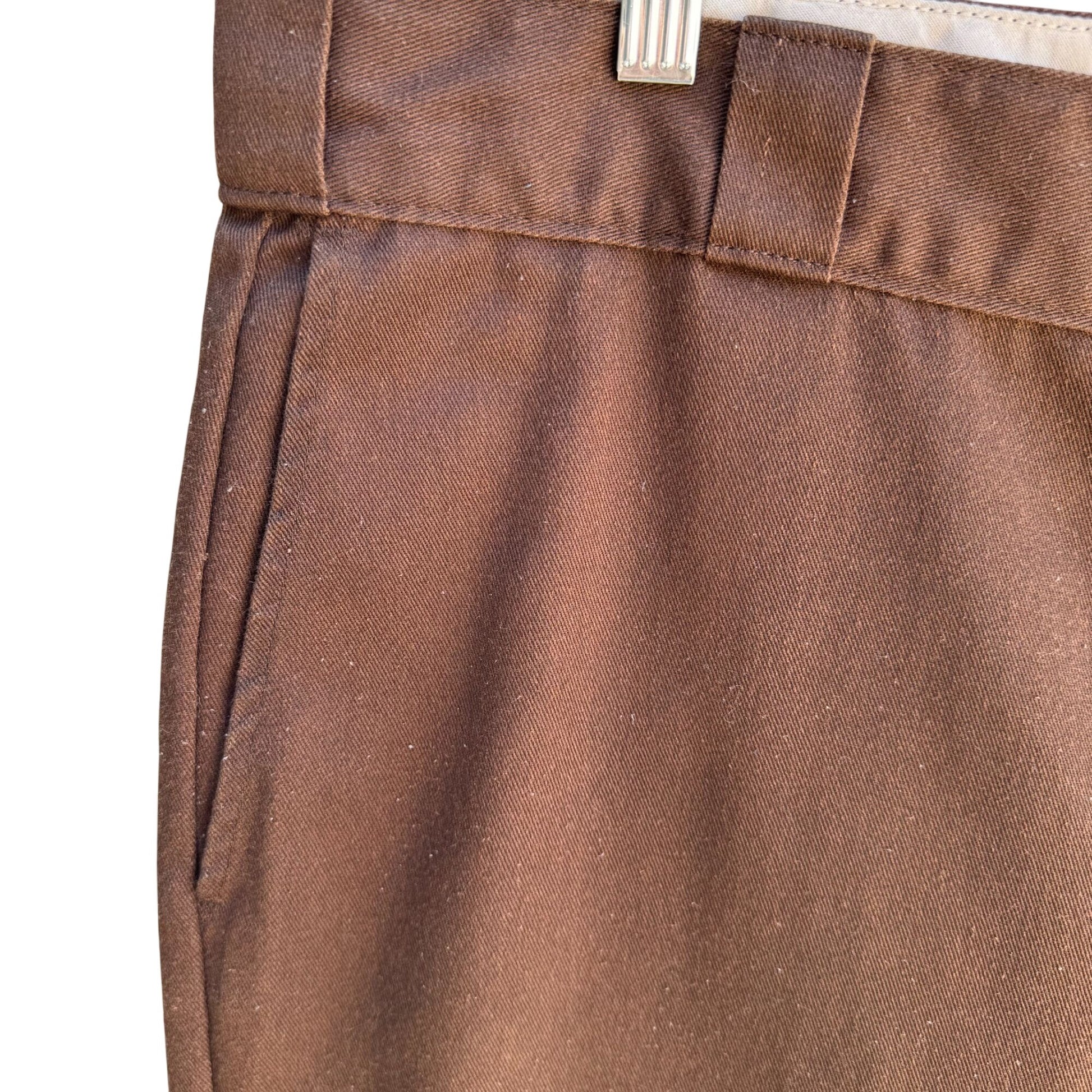 Dickies Vintage Mens Brown Cotton Blend Flat Front Uniform Work Pants 42x27