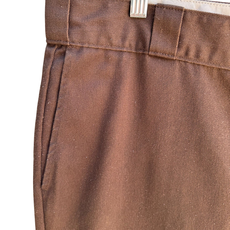 Dickies Vintage Mens Brown Cotton Blend Flat Front Uniform Work Pants 42x27