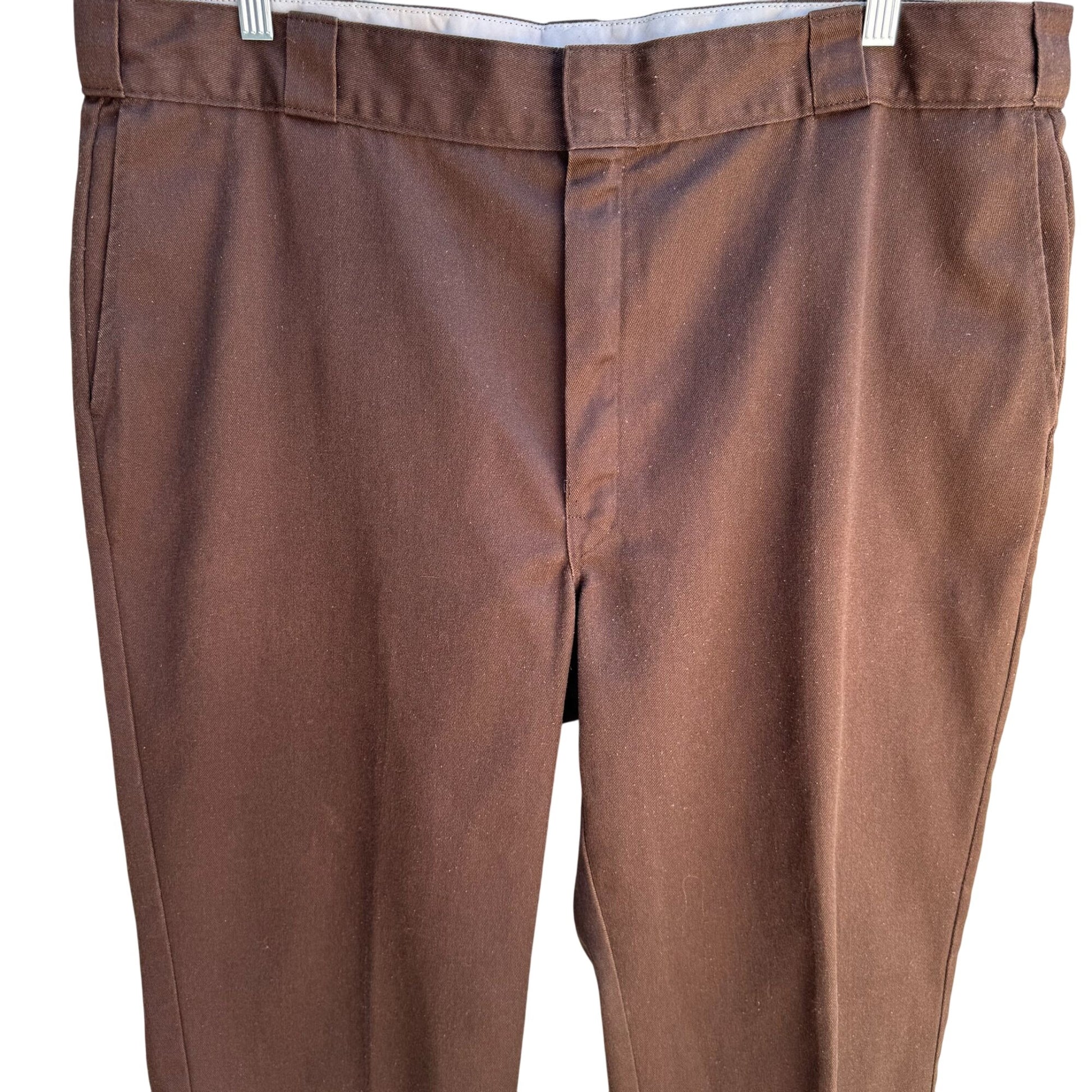 Dickies Vintage Mens Brown Cotton Blend Flat Front Uniform Work Pants 42x27