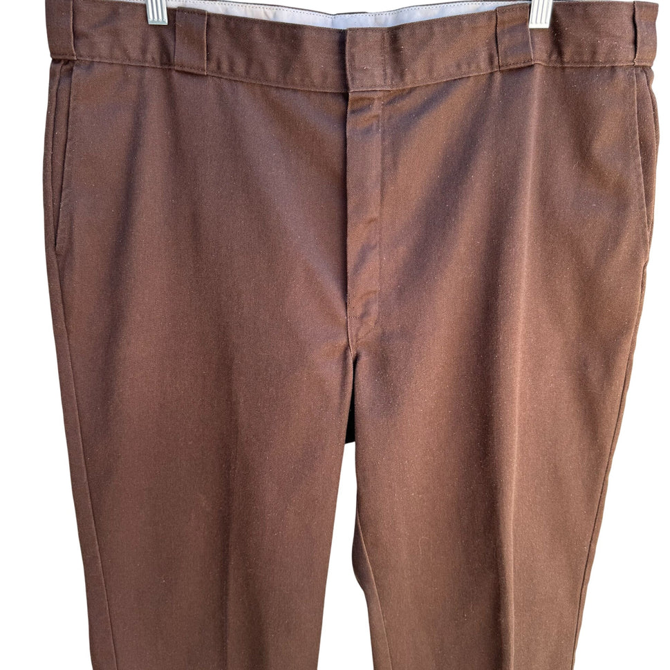 Dickies Vintage Mens Brown Cotton Blend Flat Front Uniform Work Pants 42x27