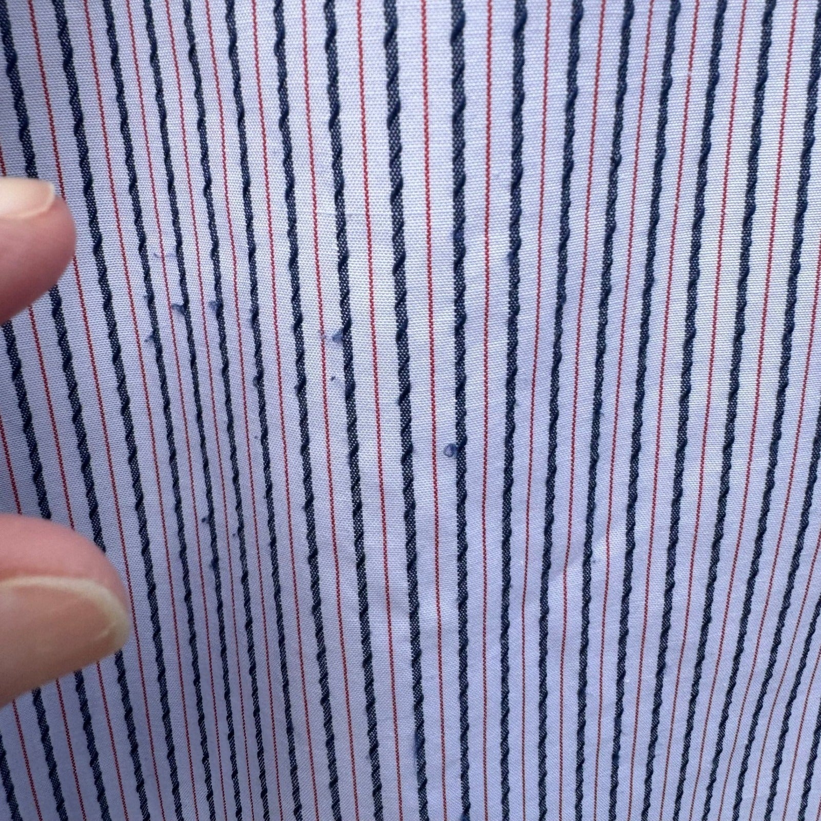 Peacock Shreage's Original Vintage Striped Button Down Shirt Mens 70s White Red