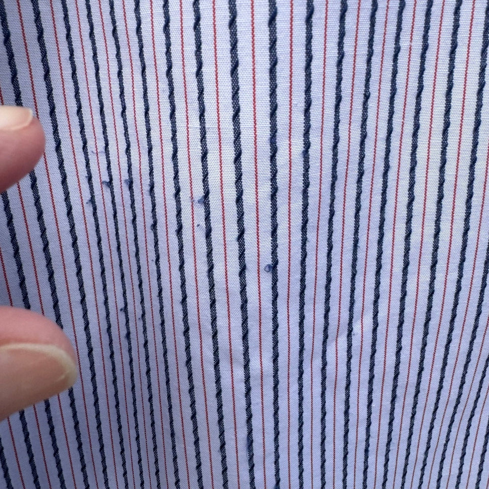 Peacock Shreage's Original Vintage Striped Button Down Shirt Mens 70s White Red