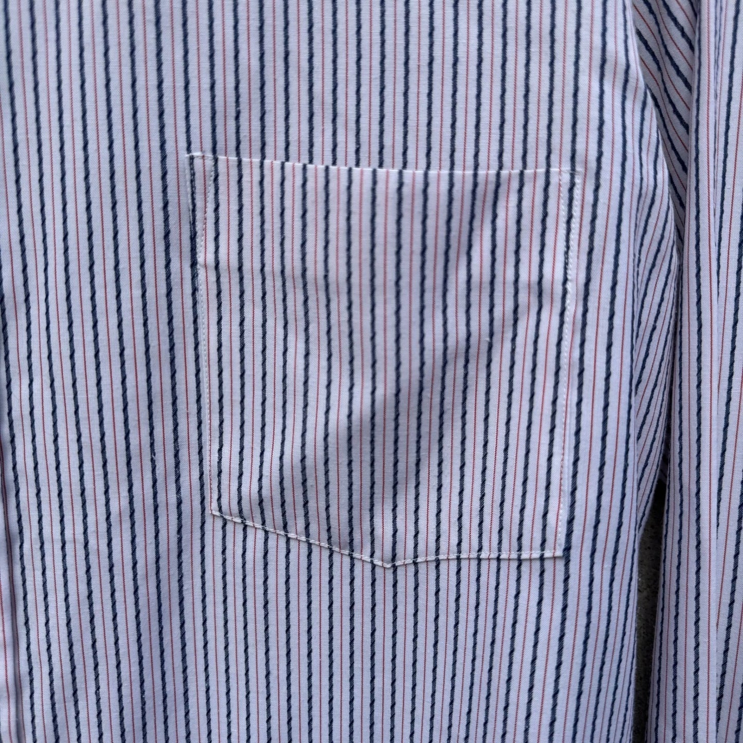 Peacock Shreage's Original Vintage Striped Button Down Shirt Mens 70s White Red
