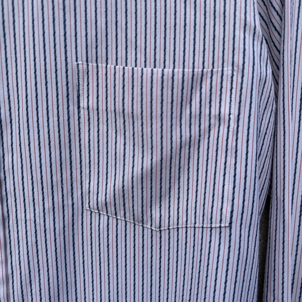 Peacock Shreage's Original Vintage Striped Button Down Shirt Mens 70s White Red