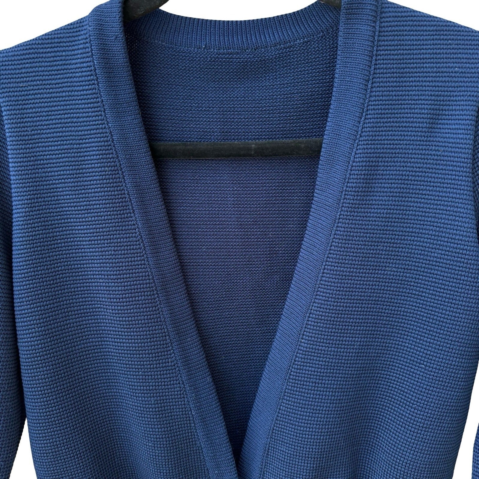 Vintage 90s Navy Nautical Collegiate Knitwear Cropped Cardigan Sweater Preppy