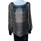 Switch Oscar de la Renta Vintage Black Sheer Lace Blouse &amp; Velvet Full Length Skirt Set 2 image