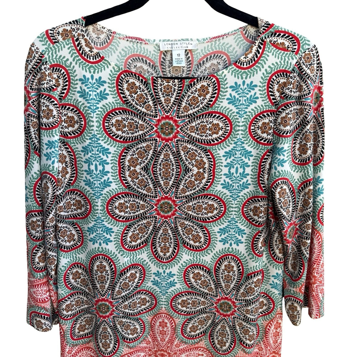 London Style Collection Mod Boho Psychedelic Floral Paisley Sheath Dress 12