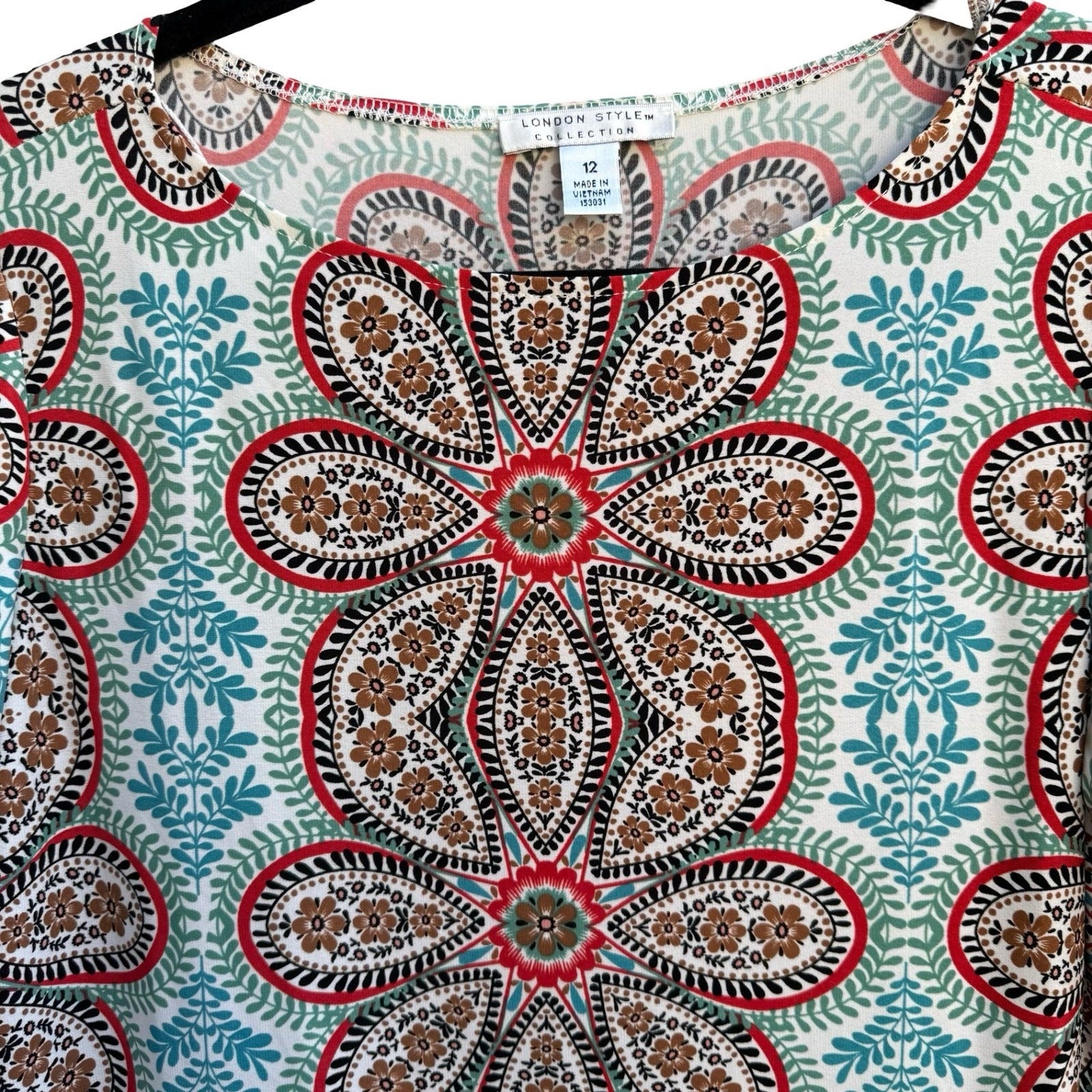 London Style Collection Mod Boho Psychedelic Floral Paisley Sheath Dress 12