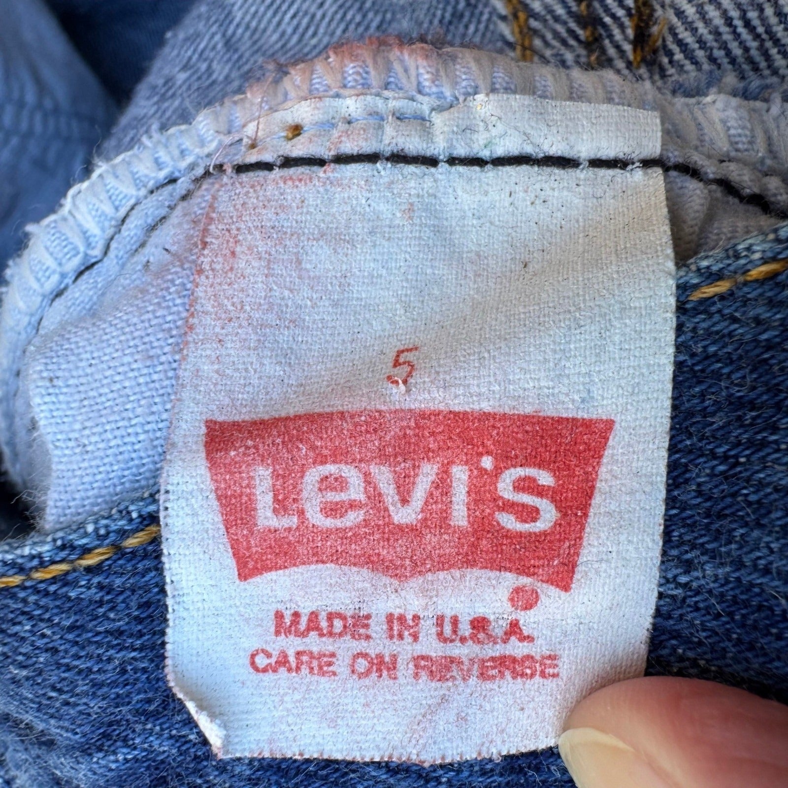 Levis 501 Vintage Made in USA High Waisted Tapered Leg Blue Jeans Dark Wash 5
