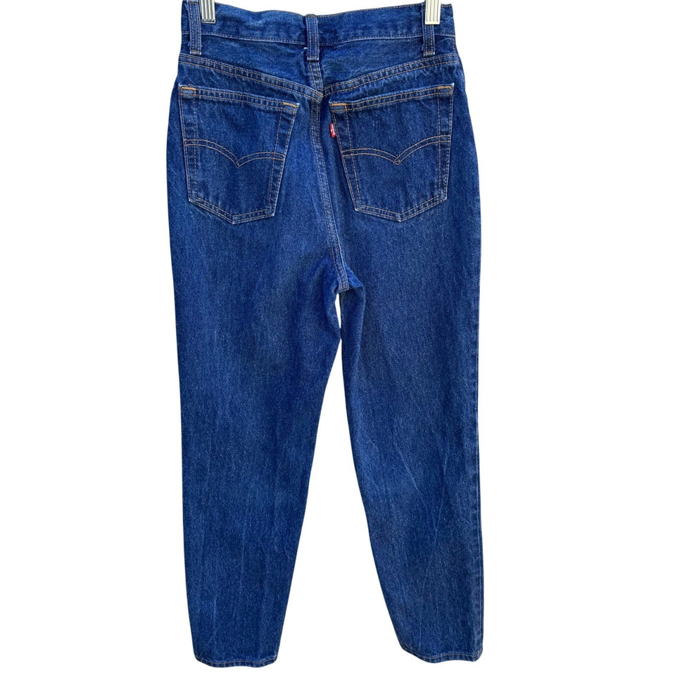 Levis 501 Vintage Made in USA High Waisted Tapered Leg Blue Jeans Dark Wash 5