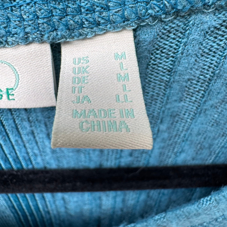 LOGO Lounge Lori Goldstein Teal Ribbed Knit Layering Minimalist Pocket Top M NEW