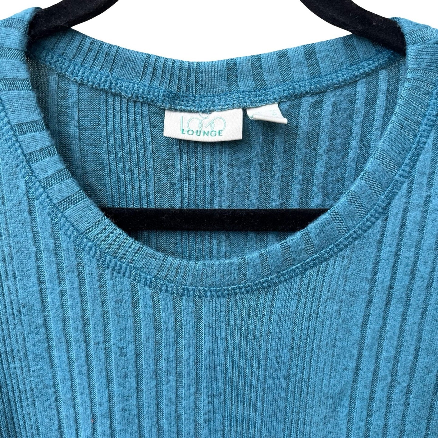 LOGO Lounge Lori Goldstein Teal Ribbed Knit Layering Minimalist Pocket Top M NEW